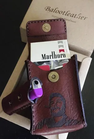 کیف سیگار و فندک بلوط لدر طرح چگوارا