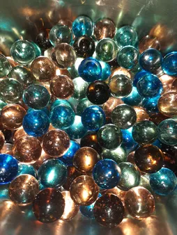 تیله شیشه ای گلدونه مدل آبی بسته 100 عددی