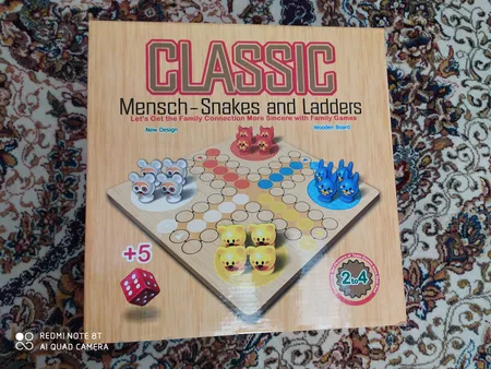 بازی منچ و مارپله کلاسیک تخته چوبی مدل Animals