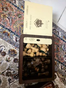 مهره شطرنج مدل چوبی سلطنتی شهریار مجموعه 34 عددی