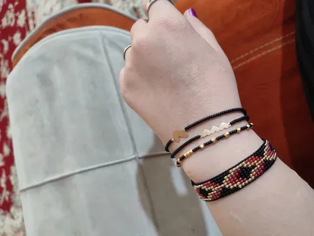 دستبند طلا 18 عیار دخترانه مدل قلب در قلب