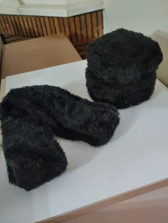 ست کلاه و شال گردن بافتنی مدل 01 طرح روسی