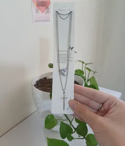 تجریه خرید گردنبند مدل دوستی قلب و شمشیر بسته 2 عددی