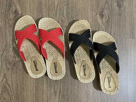 دمپایی زنانه پاپا مدل حصیری کد K1-BK