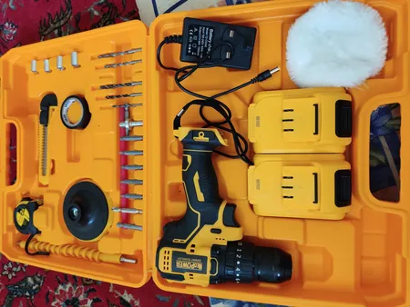 مجموعه 27 عددی دریل پیچگوشتی شارژی صنعتی چکشی نئو پاور کد 36v براشلس