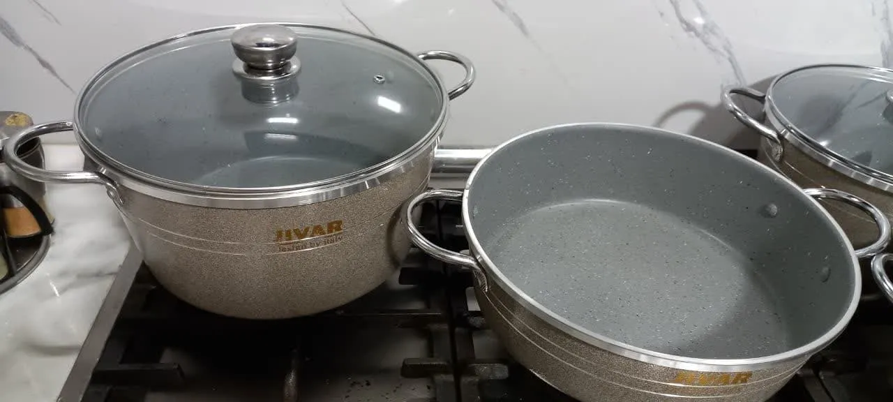 سرویس پخت و پز 7 پارچه ژیوار مدل دسته استیل