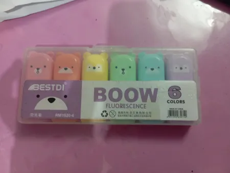 ماژیک علامت گذار مدل قاب دار طرح خرس کد 01  بسته 6 عددی