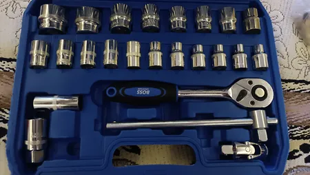 آچار بکس و آچار یک سر تخت و یک سر رینگی باس مدل 37-TOOLS مجموعه 37 عددی