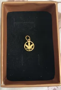 تجریه خرید آویز گردنبند طلا 18 عیار زنانه طلای مستجابی طرح برگ پاییزی گرد کد 854