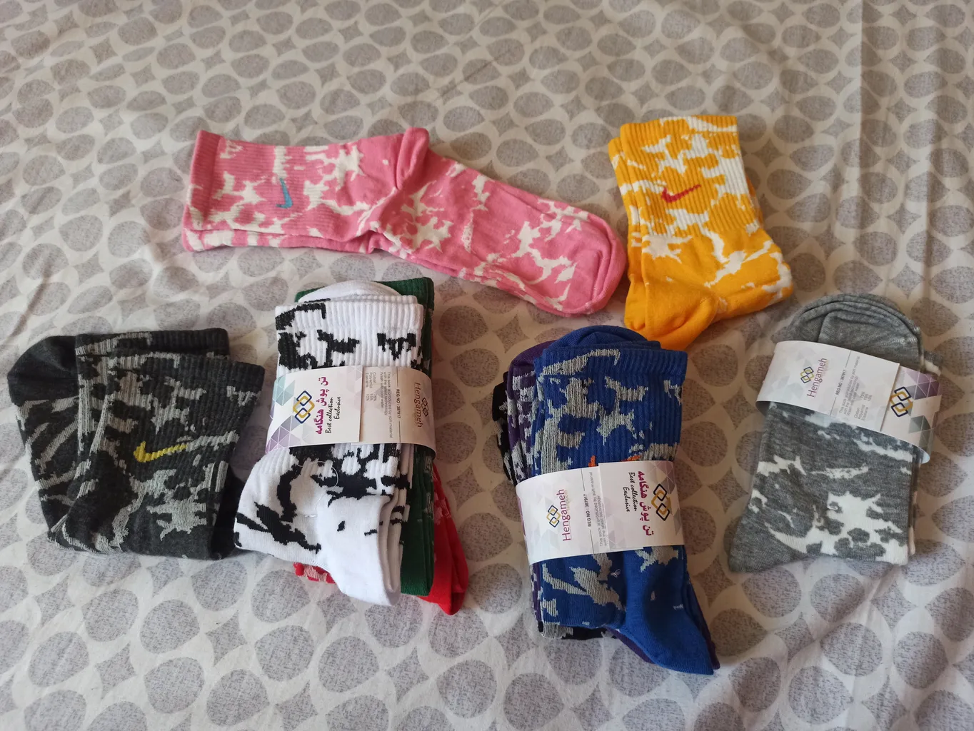 جوراب ساق بلند زنانه تن پوش هنگامه مدل آبرنگی مجموعه 10 عددی