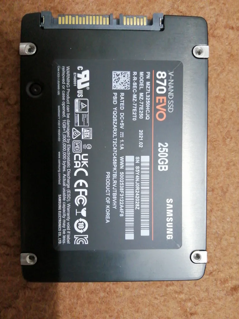 اس اس دی اینترنال SATA III سامسونگ مدل EVO 870 ظرفیت 250 گیگابایت