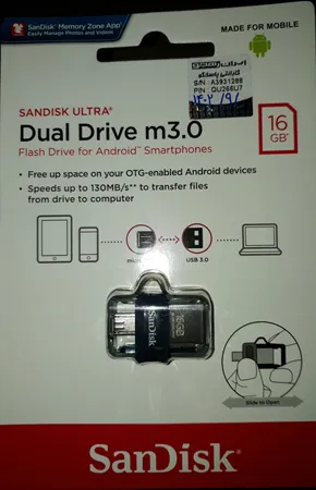 فلش مموری سن دیسک مدل Ultra Dual Drive M3.0 ظرفیت 16 گیگابایت