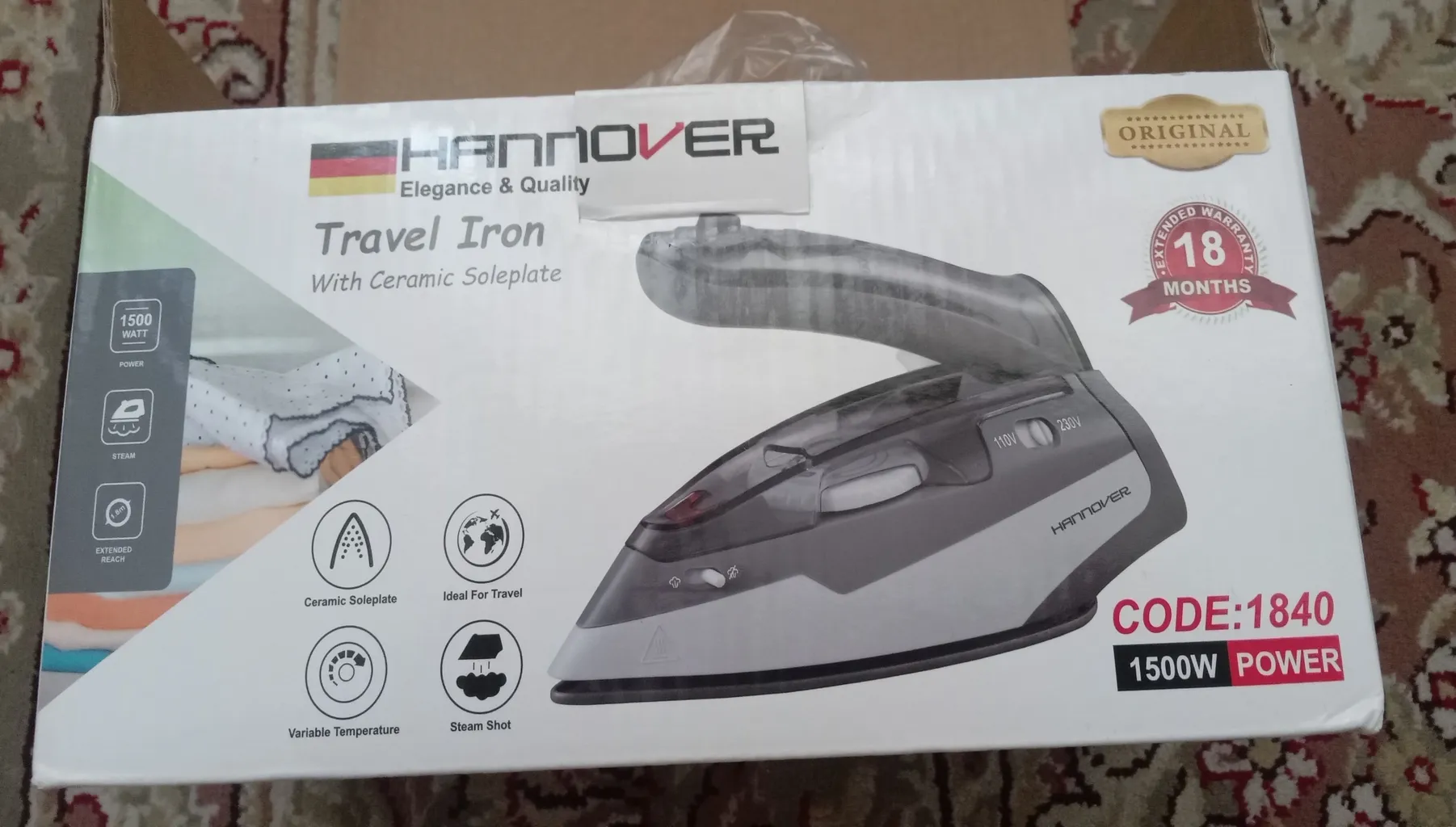 اتو مسافرتی 1500 وات هانوور مدل 1840