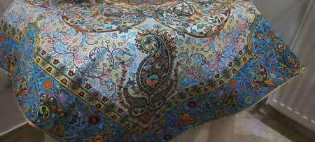 رومیزی ترمه نگین خاتم یزد طرح افشاری کد LMAB