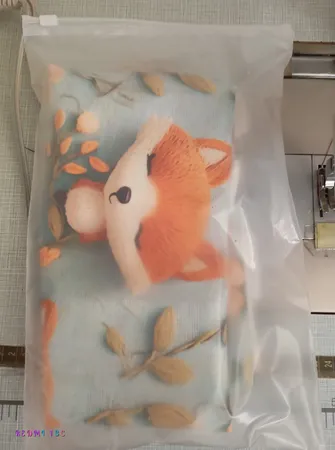 پارچه ملحفه عرض 1.5 متر پارچه باما طرح سه بعدی روباه کیوت کد 5013498  رنگ سبز