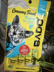 تجریه خرید بستنی گربه برند بادو مدل ماهی تن بسته 4 عددی وزن 60 گرم