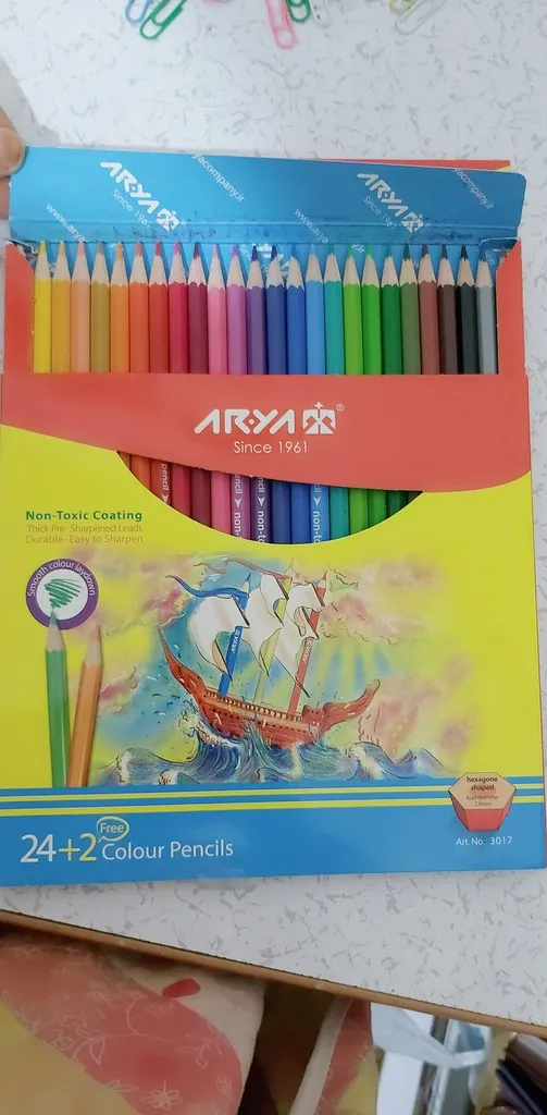 مداد رنگی 2+24 رنگ آریا مدل 3017