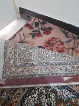 فرش ماشینی قالی ستاره طلایی ملت مدل نایین زمینه کرم