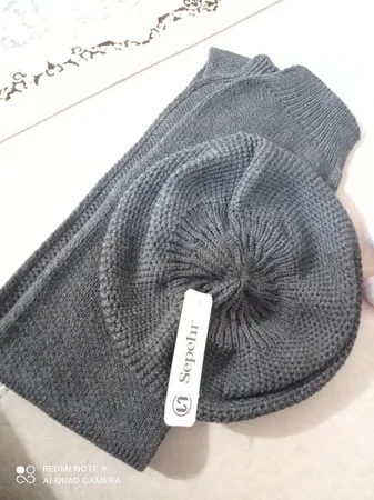 ست کلاه و شال گردن بافتنی مدل فرانسوی کد 109