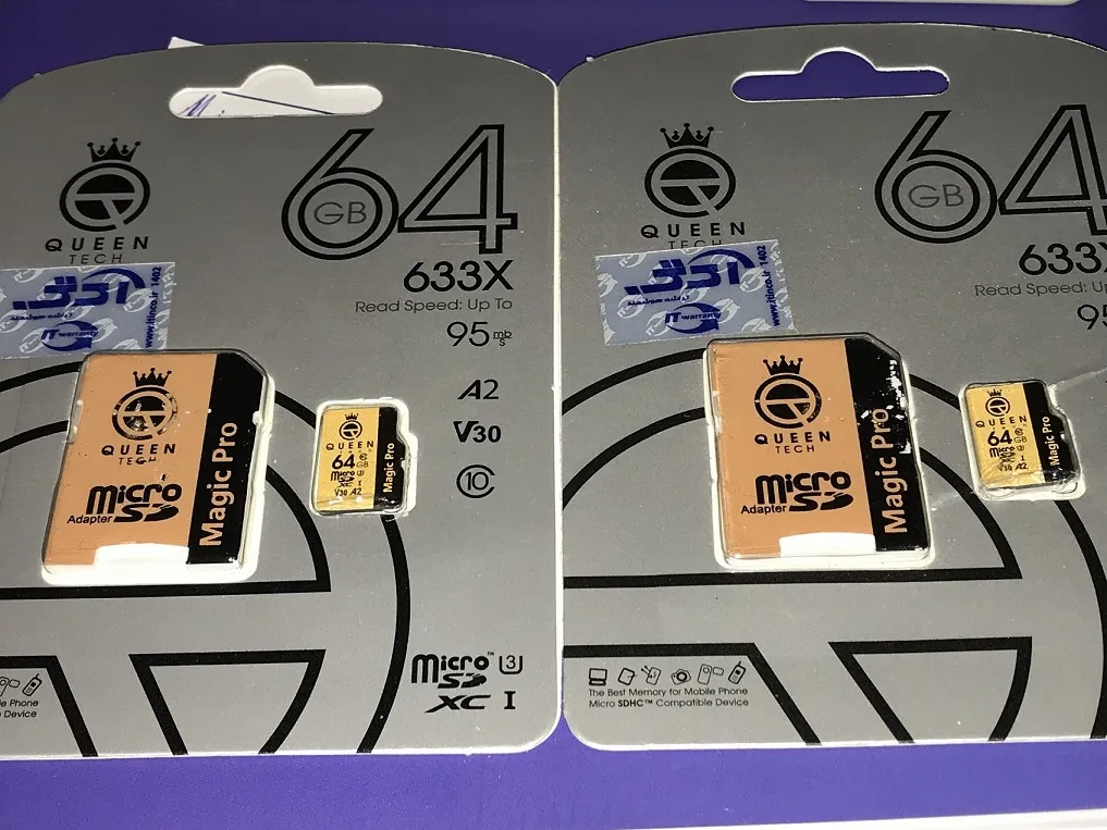 کارت حافظه Micro SD XC کوئین تک مدل A2-V30-433X کلاس 10 استاندارد UHS-l U3 سرعت 65MBps ظرفیت 64 گیگابایت به همراه آداپتور SD