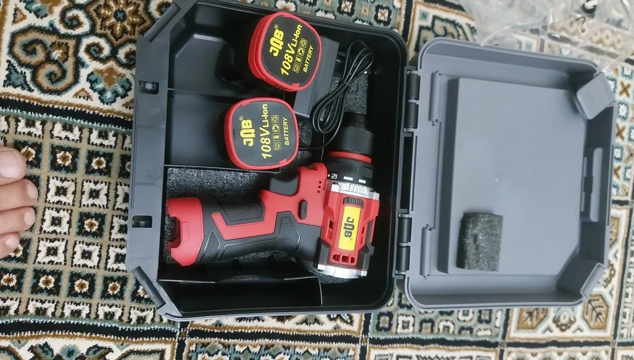 پیچ گوشتی شارژی سه نظام فلزی ۱۰ میلیمتری 108 ولت جاب مدل JB-108 Eco Plus مجموعه 40 عددی