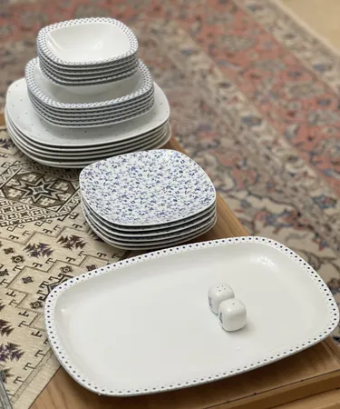 سرویس غذاخوری 27 پارچه چینی زرین ایران مدل کواترو ورنیکا درجه یک