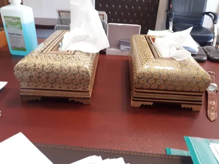 جعبه دستمال کاغذی خاتم کاری هنرلوکس کد p1