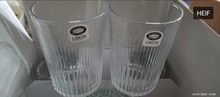 لیوان لیمون مدل شیاردار شیشه ای مجموعه 6 عددی