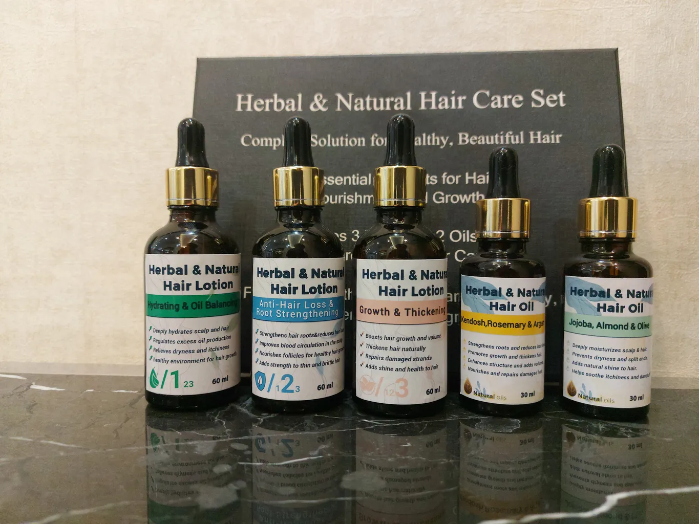 روغن‌ ریزش و تقویت کننده مو سر هربال مدل HN حجم 240 میلی لیتر بسته 5 عددی