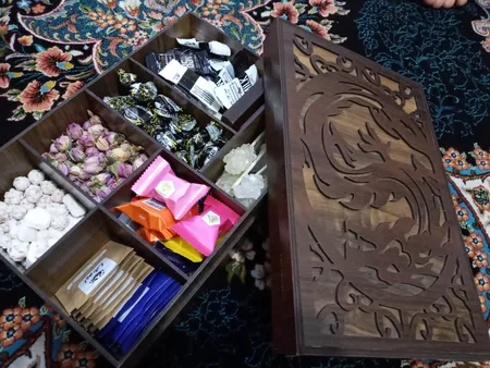 جعبه رومیزی تی بگ و تنقلات و زیر لیوانی مدل nova کد KU27