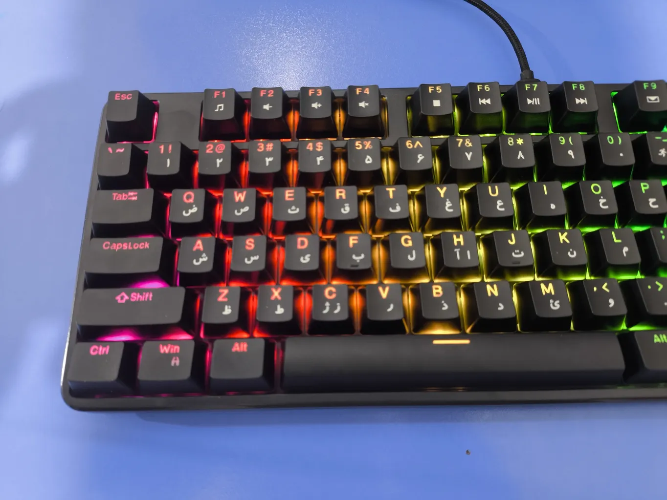 کیبورد گیمینگ گرین مدل GK801-RGB، سوئیچ مکانیکال آبی، Tenkeyless، نورپردازی RGB