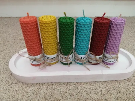 شمع دست ساز مدل شمع موم عسل مجموعه 6 عددی