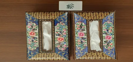 جعبه دستمال کاغذی خاتم کاری مدل نقاشی کشویی