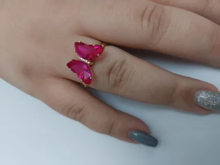 انگشتر زنانه مدل پروانه عاشق کریستالی کد 385