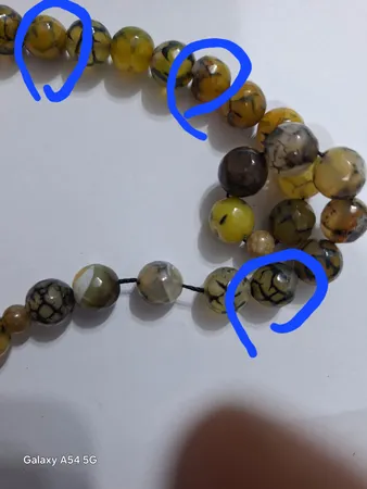 تسبیح نقره جات بافندگان مدل سنگ عقیق شجر خزه ای کد 20