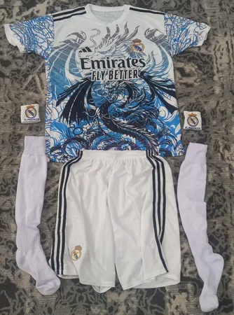 ست 5 تکه لباس ورزشی پسرانه مدل دراگون طرح رئال مادرید کد se