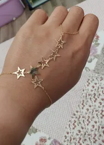 تجریه خرید دستبند طلا 18 عیار زنانه طلای مستجابی مدل تمیمه ستاره کد 6758