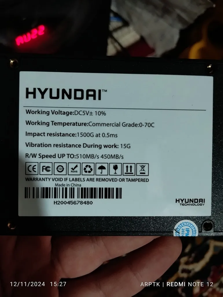 اس اس دی اینترنال هیوندای مدل SAPHHIRE ظرفیت 480 گیگابایت