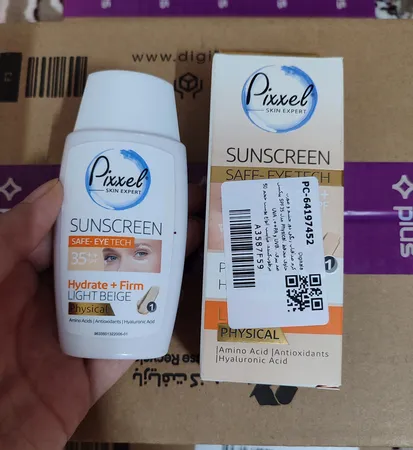 کرم ضدآفتاب رنگی دور چشم و صورت پیکسل SPF35 مدل Physical، حاوی محافظ UVA ،++PA و UVB، ضد پیری، مرطوب‌کننده، مناسب انواع پوست حجم 50 میلی‌لیتر