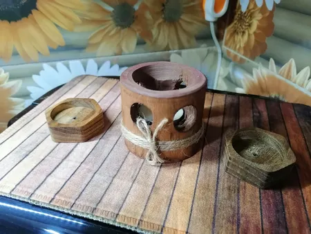 جاشمعی چوبی وودلندزون مدل شش ضلعی بسته 2 عددی