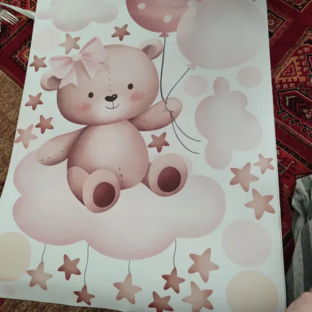 استیکر دیواری کودک راتیانا مدل girly bear بسته 16 عددی