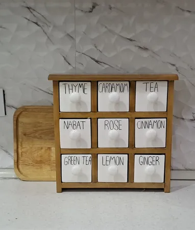 جای ادویه 9 پارچه مدل چوبی و سرامیکی کد Text09