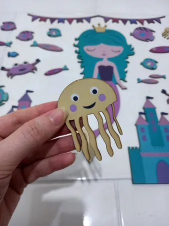 استیکر چوبي باروچین طرح پری دریایی