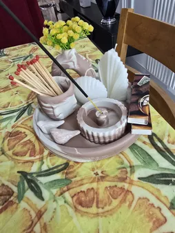 ست 6 تکه جاعودی و گلدان بتنی طرح دونات کد C07