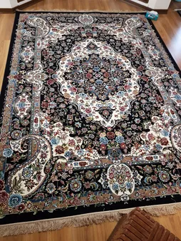 فرش ماشینی سهند کد VF19.DK زمینه سرمه ای