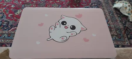 استیکر لپ تاپ مدل cute cat 02 مناسب برای لپ تاپ 15 تا 17 اینچ به همراه برچسب حروف فارسی کیبورد