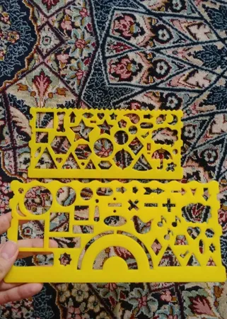 ست خط کش نشکن شابلونی مدل Flexible بسته ۲ عددی