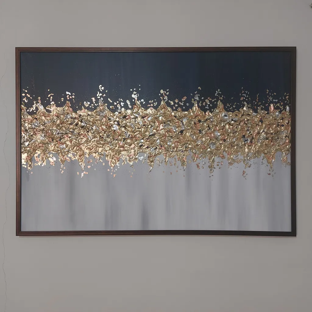 تابلو نقاشی اکرلیک  ورق طلا مدل تلالو نور کد B12080