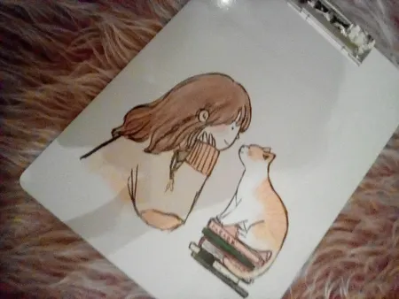 تخته شاسی طرح فانتزی دختر و گربه کد 2535019 سایز A4