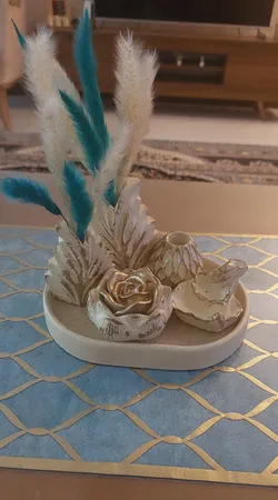 ست 5 تکه دکوری بتنی مدل رومیزی طرح گلبرگ